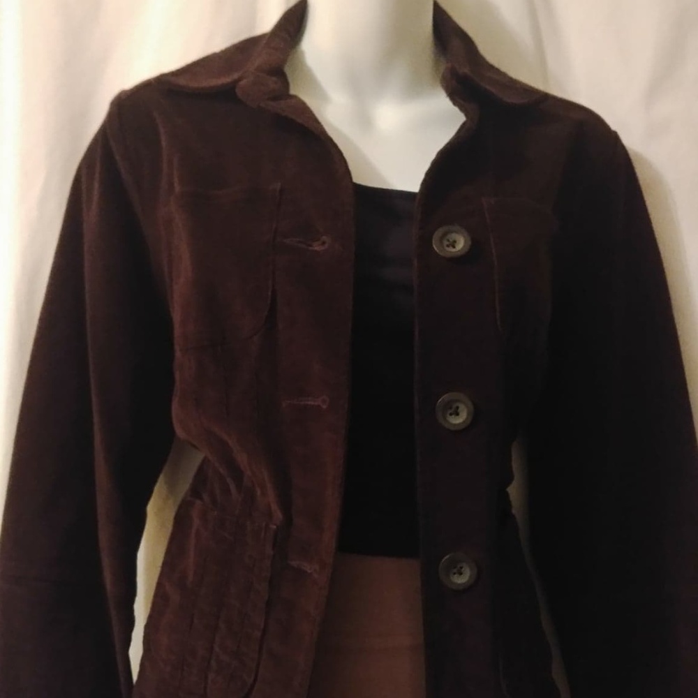 Dark Brown Corduroy Button Down Jacket - A1211
